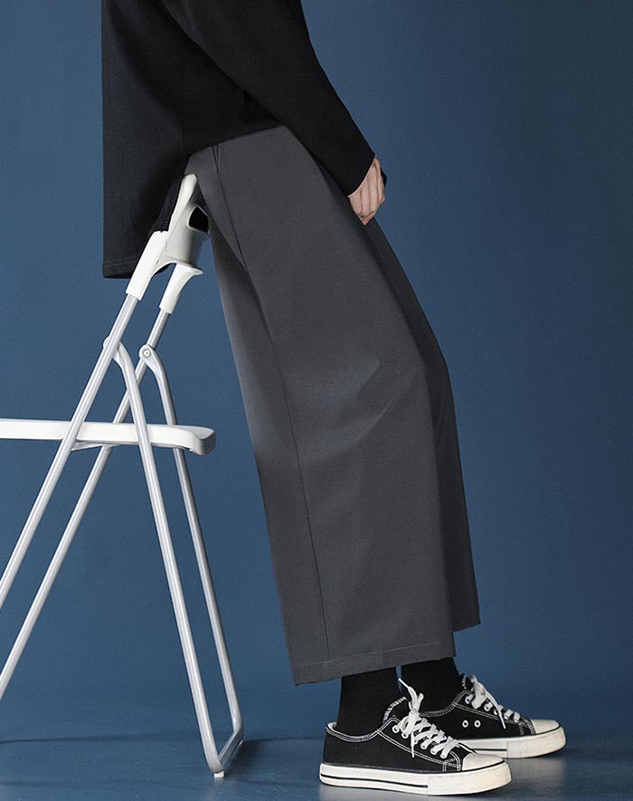 黒パンツ メンズ ワイド スラックス ゆったり ストレート パンツ