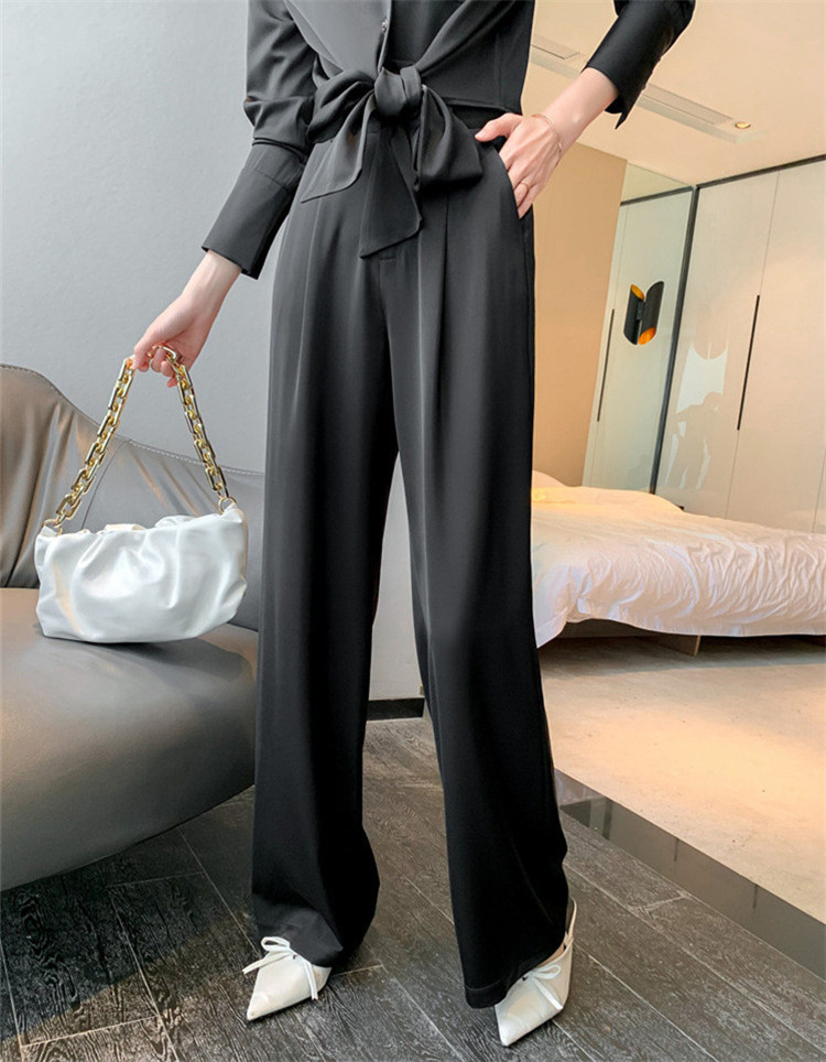 黒パンツ ハイウエスト ワイドパンツ ゆったり ストレート