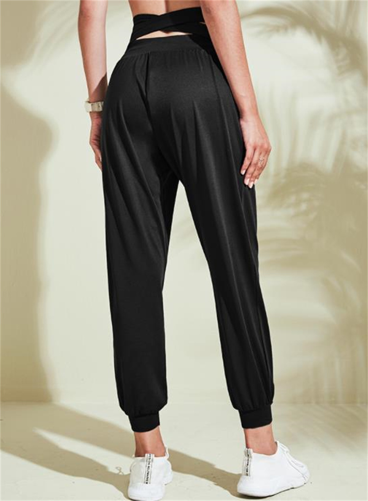 秋冬黒パンツ ハイウエスト薄手運動着ズボン