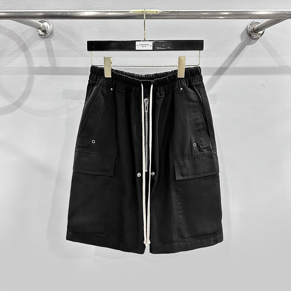 黒パンツ 黒カーゴハーフパンツ男女兼用ストリート系春夏