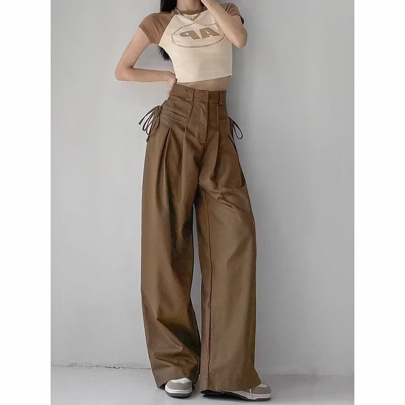 黒パンツ ドレープシルエット ワイドパンツ