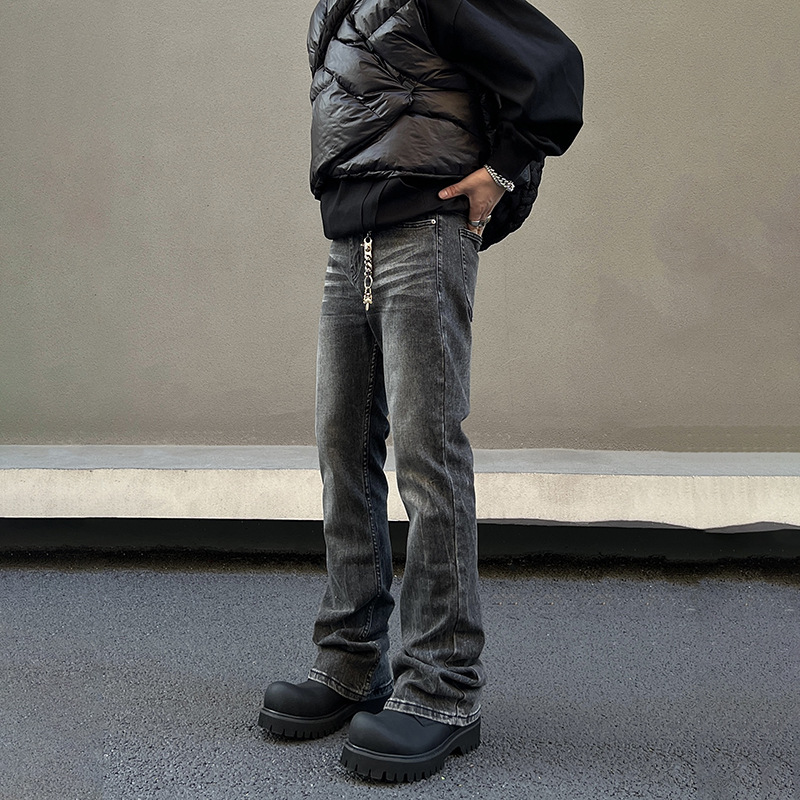 黒パンツ ヴィンテージ風ストレートデニム