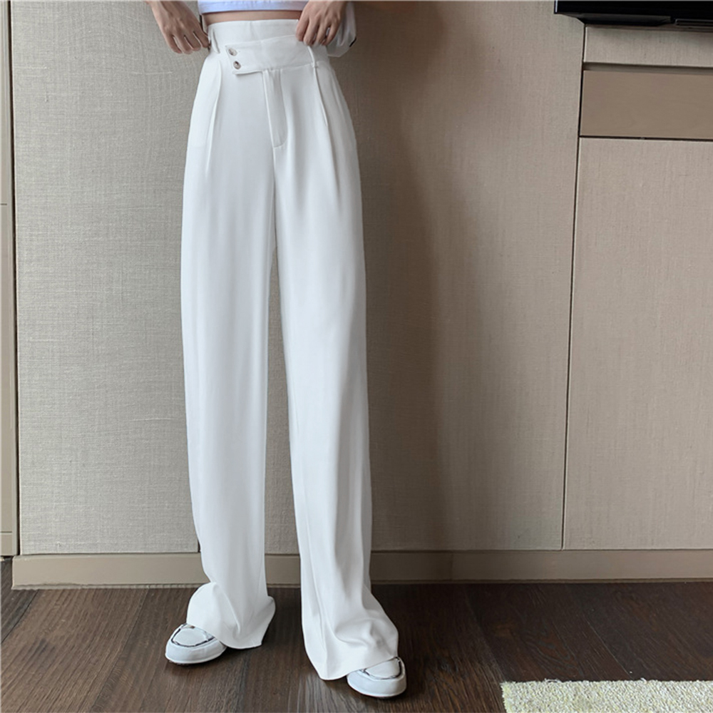 黒パンツ ハイウエストワイドパンツ レディース 黒 韓国風