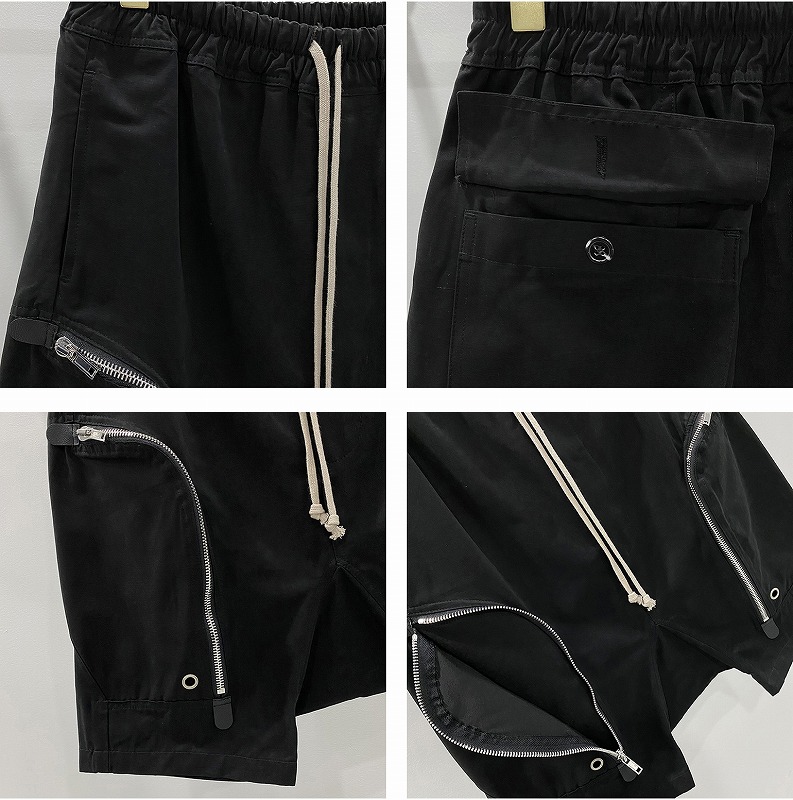 黒パンツ 男女兼用多機能ポケット付き黒ハーフパンツ春夏新作