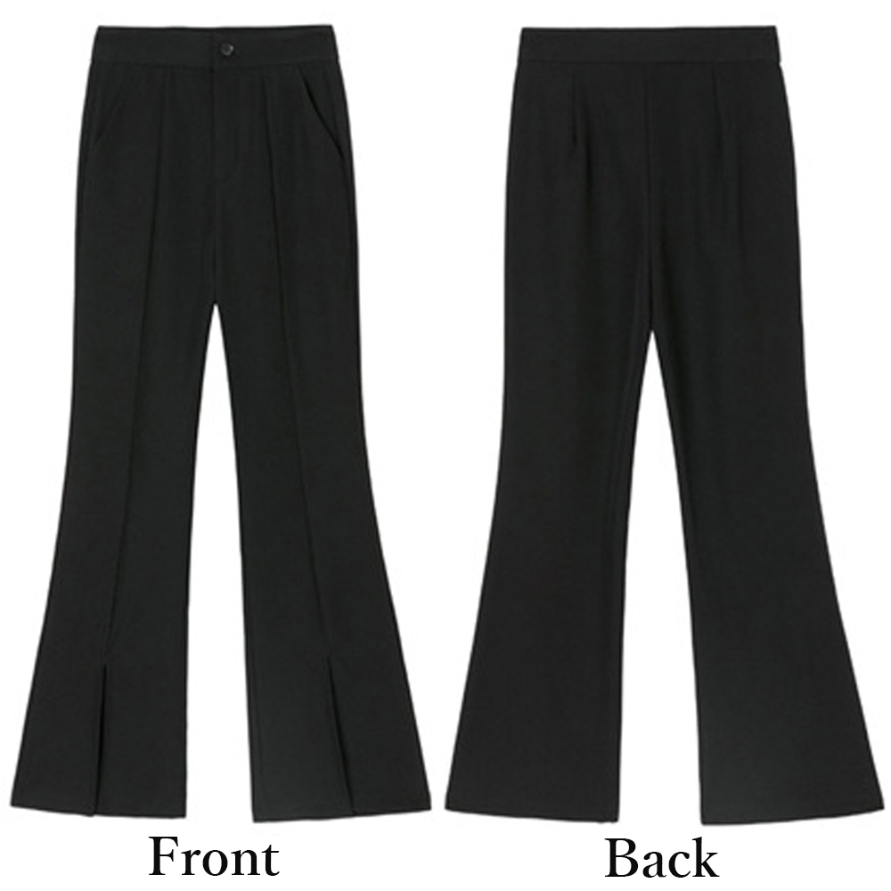 韓国風セミフレア黒パンツ レディース秋冬