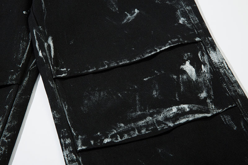 黒パンツ 男女兼用 黒 ワイドカーゴパンツ ヴィンテージ風