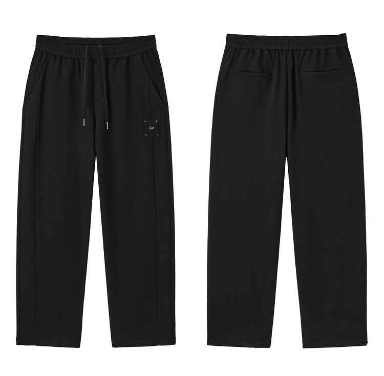 黒パンツ リラックスシルエット ドロスト パンツ
