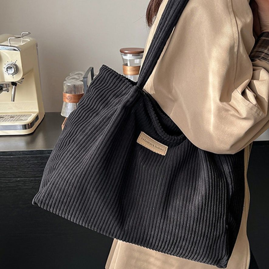 黒 バッグ コーデュロイ トートバッグ 黒 レディース 大容量