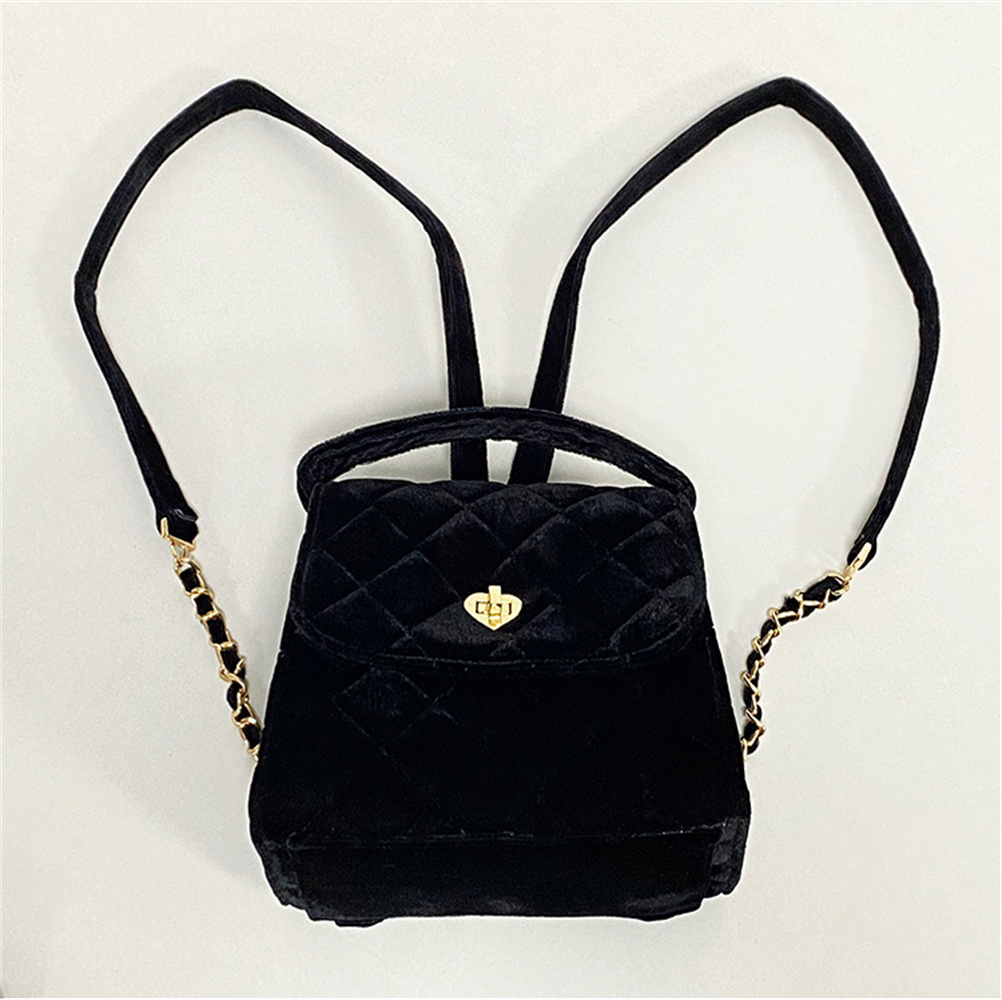 黒 バッグ 新作黒ベロアキルティングハンドバッグリュック二通り