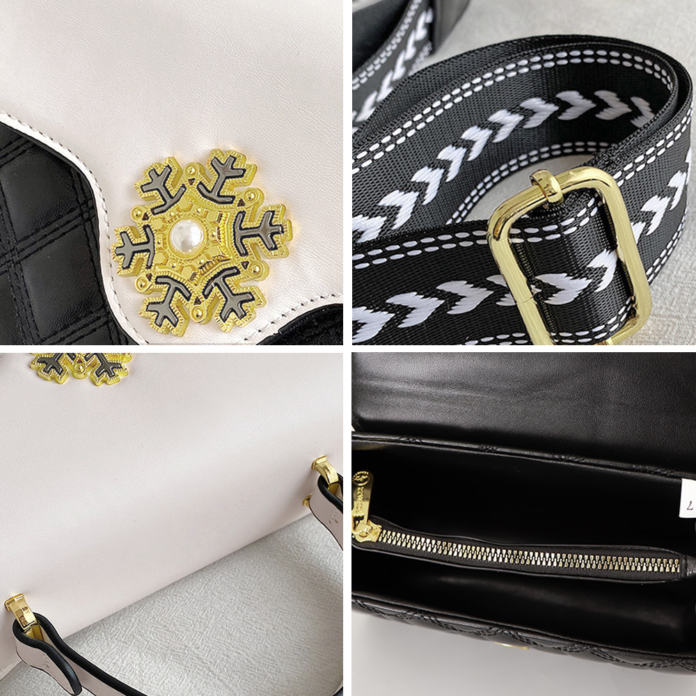 黒 バッグ キルティング ショルダーバッグ 黒 白 配色 二つ折り