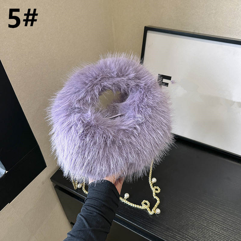 黒 バッグ 黒ファー丸型ショルダーバッグ上品レディース秋冬