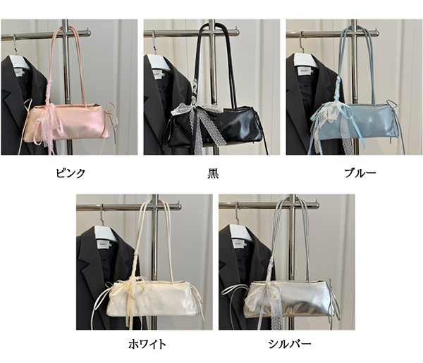 黒 バッグ 二〇二五年新作レザー調横長ショルダーバッグ