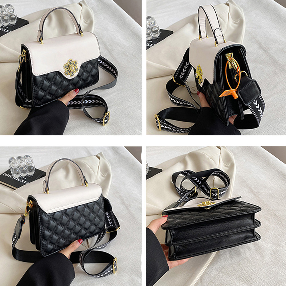 黒 バッグ キルティング ショルダーバッグ 黒 白 配色 二つ折り