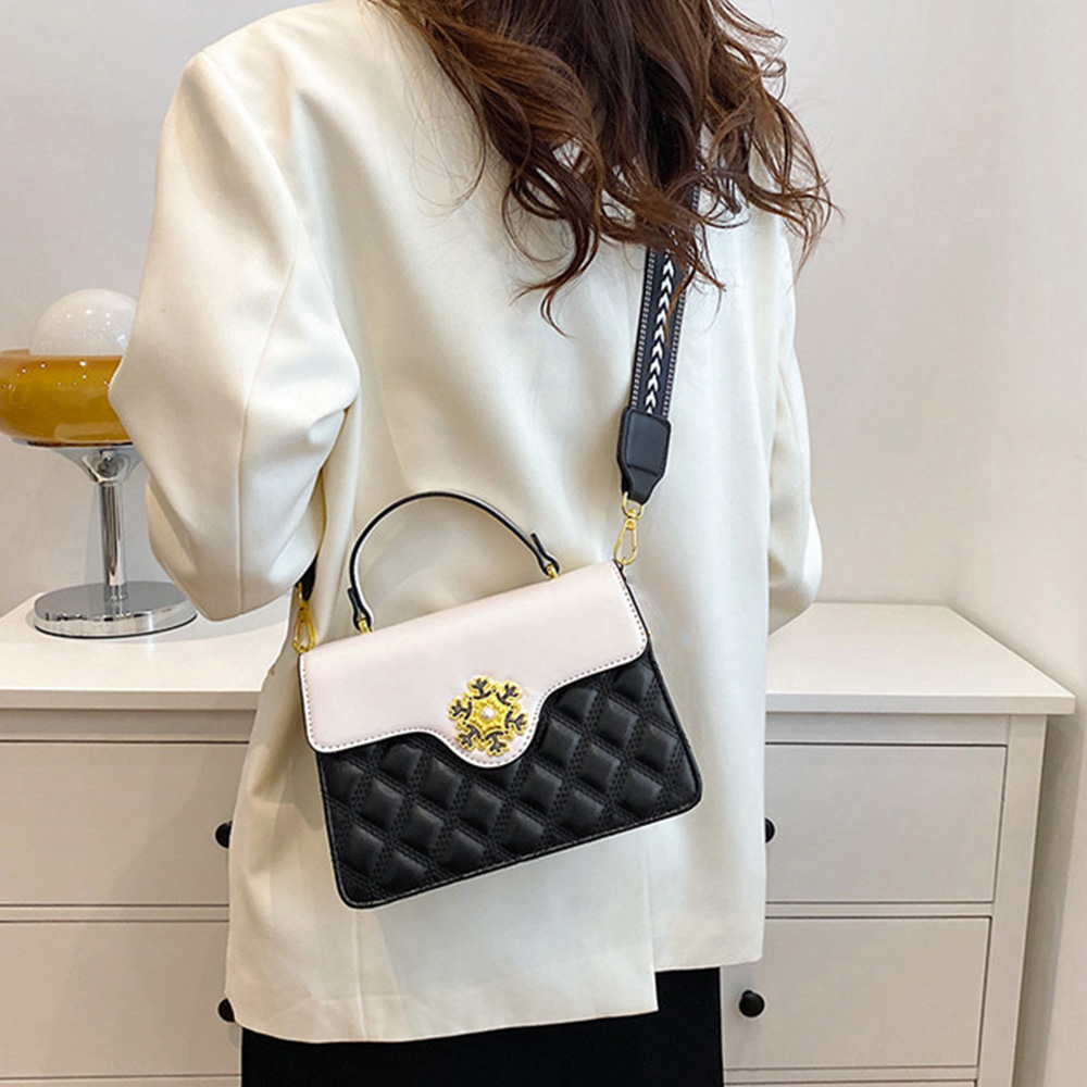 黒 バッグ キルティング ショルダーバッグ 黒 白 配色 二つ折り