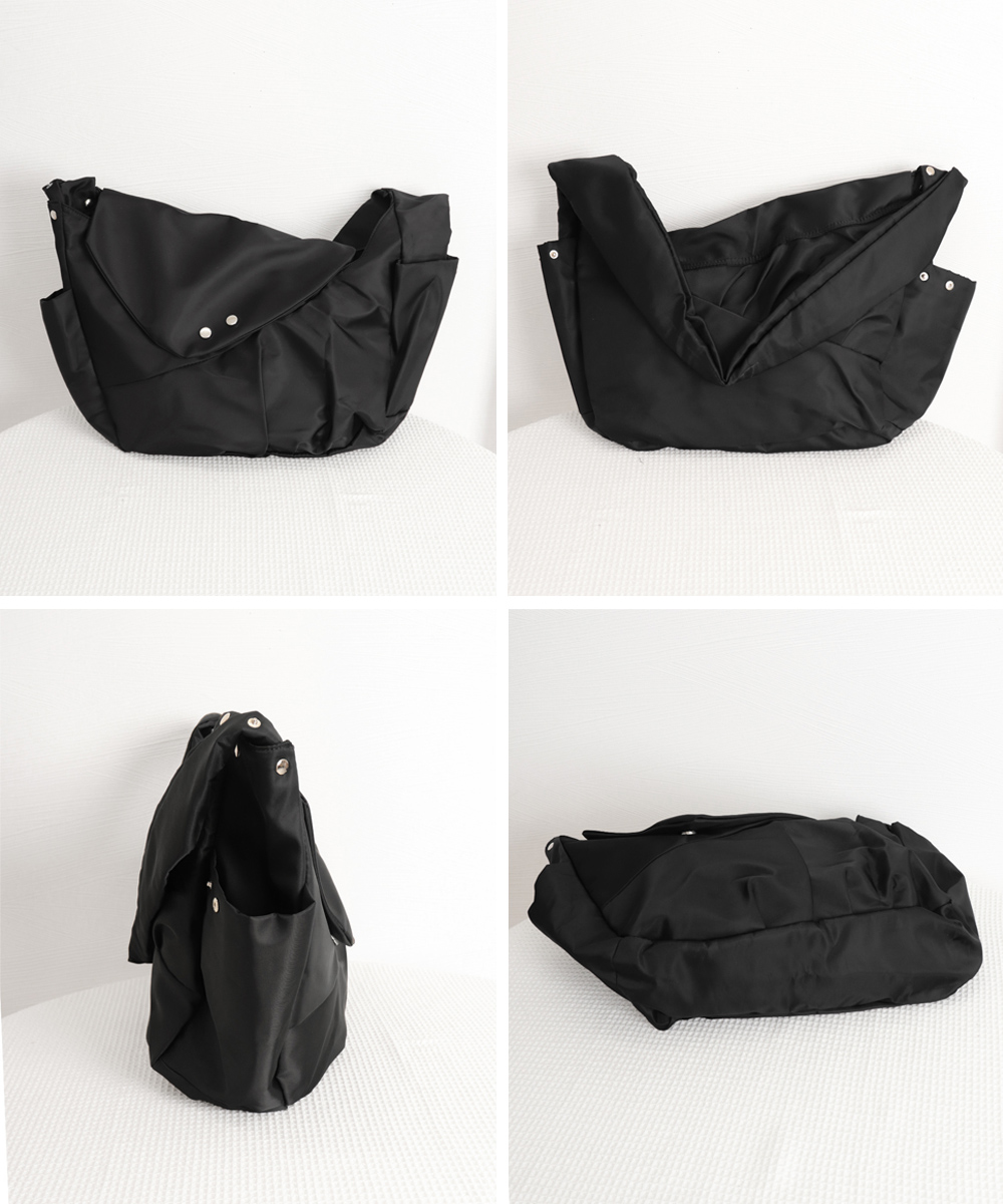黒 バッグ 大容量ナイロンショルダーバッグ黒カジュアル斜め掛け