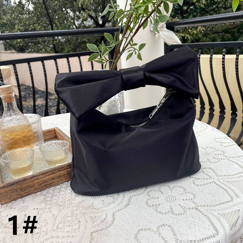 黒 バッグ 黒リボンデザインハンドバッグ上品レディース手提げ