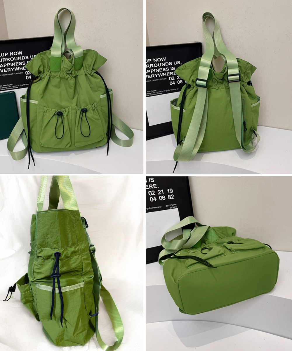 黒 バッグ 黒色二通り使い巾着型鞄 軽量大容量