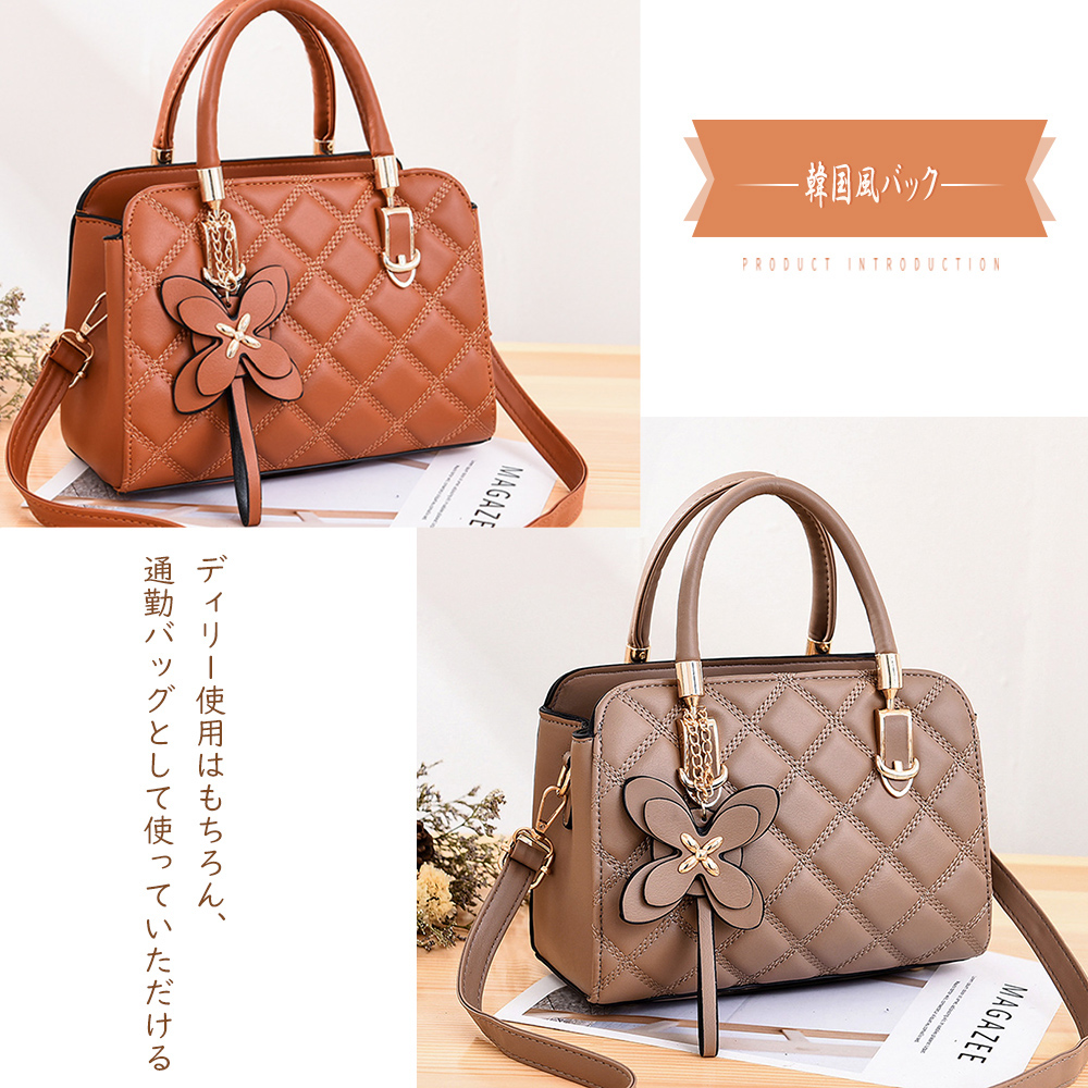 黒 バッグ キルティング合皮ハンドバッグ斜め掛け2way