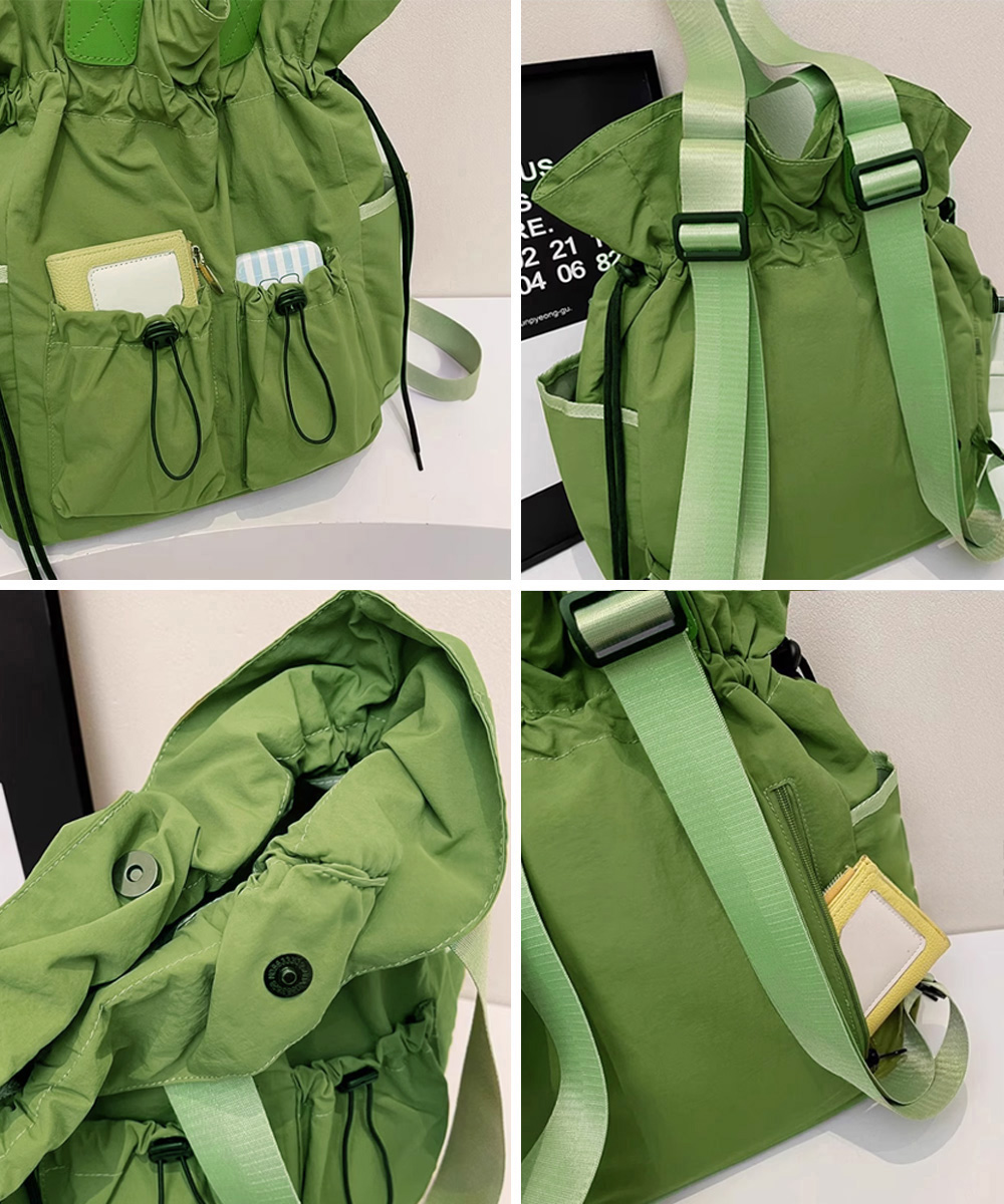 黒 バッグ 黒色二通り使い巾着型鞄 軽量大容量