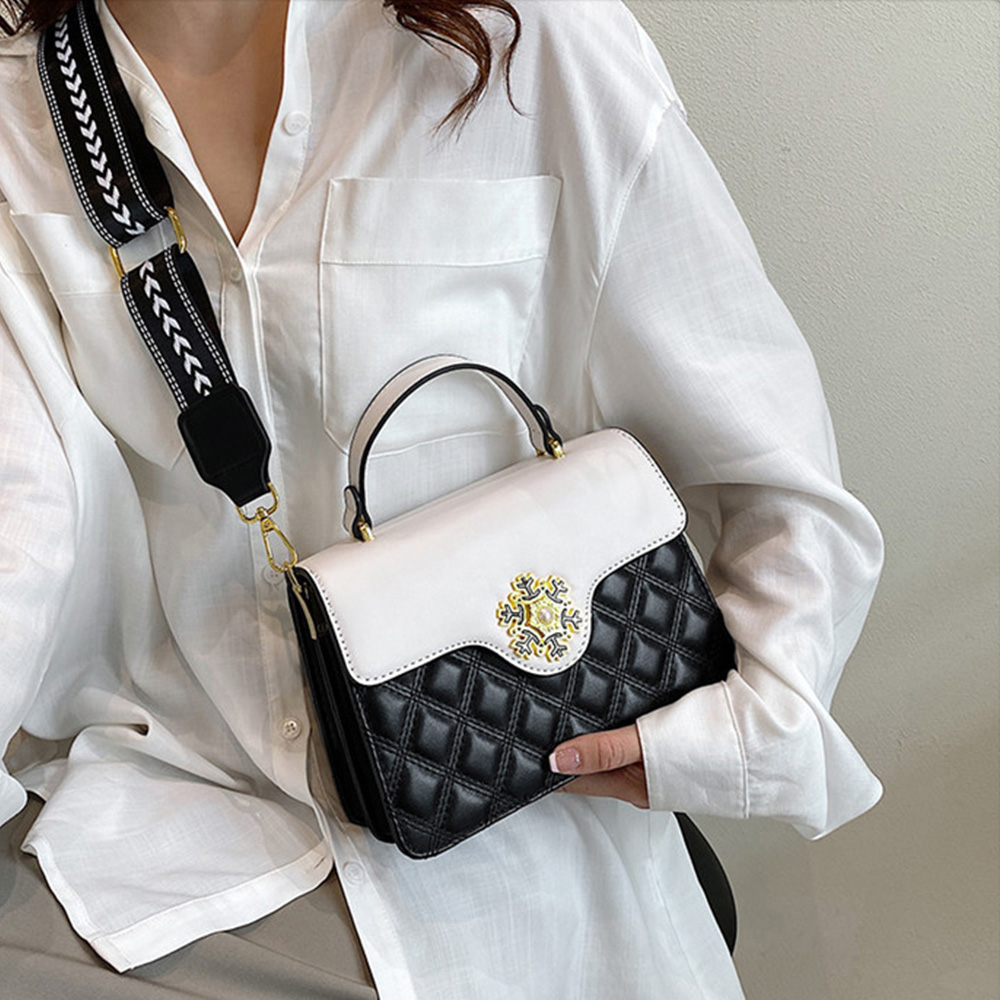 黒 バッグ キルティング ショルダーバッグ 黒 白 配色 二つ折り
