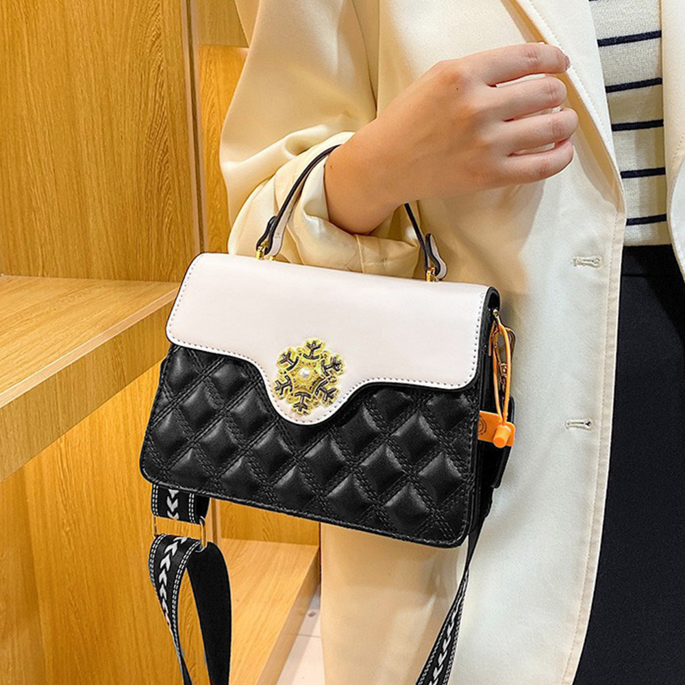 黒 バッグ キルティング ショルダーバッグ 黒 白 配色 二つ折り