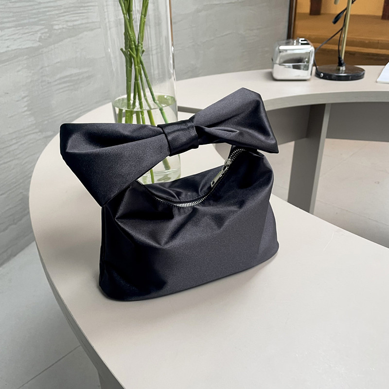 黒 バッグ 黒リボンデザインハンドバッグ上品レディース手提げ