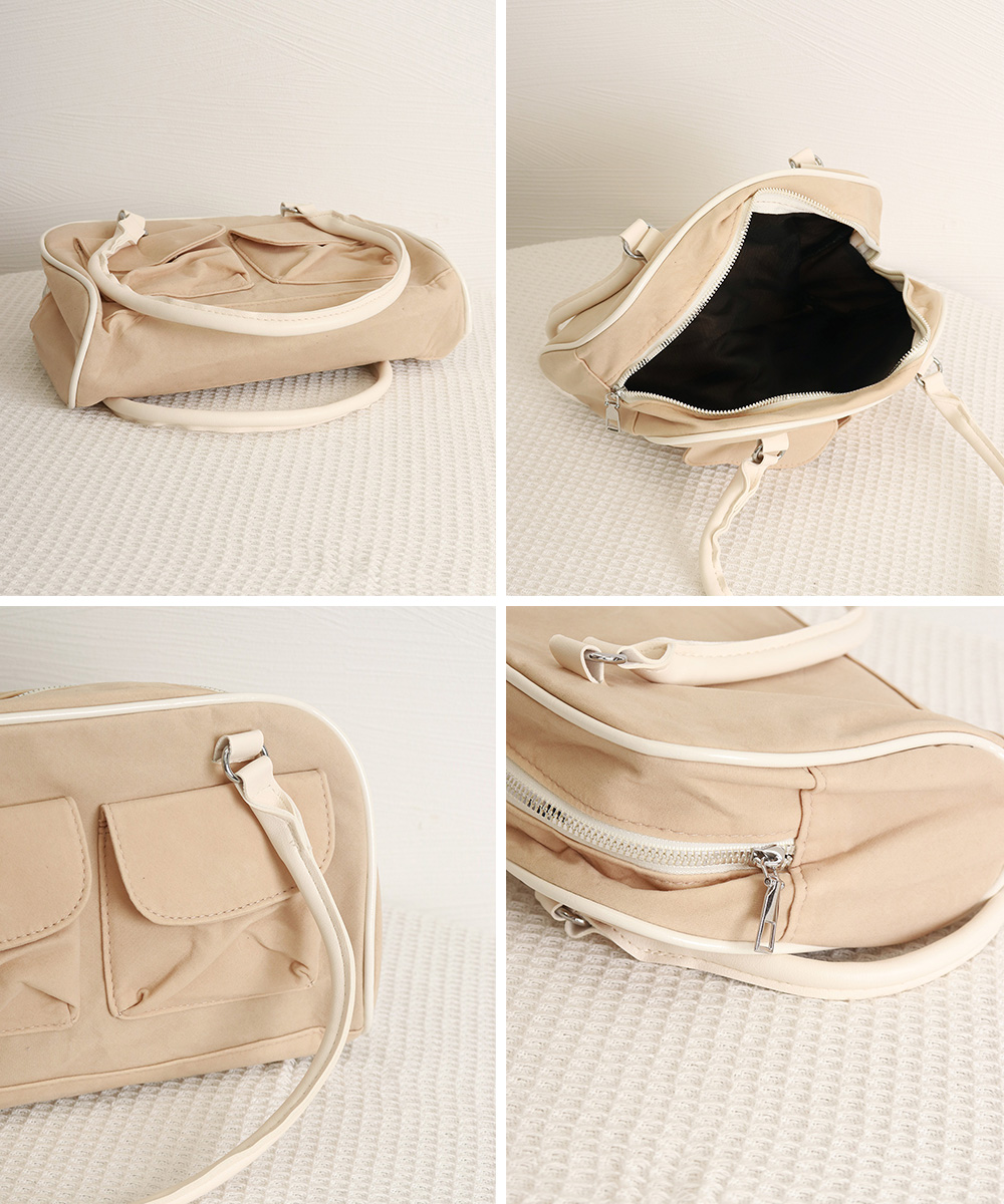 黒 バッグ 黒ハンドバッグ スエード調 ショルダー 二つ折りポケット付き