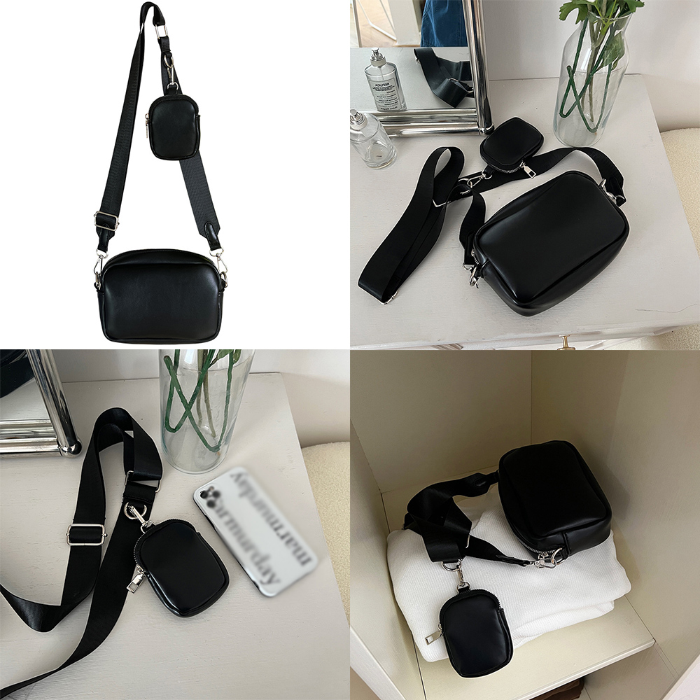 黒 バッグ 小さめショルダーバッグ ポーチ付き