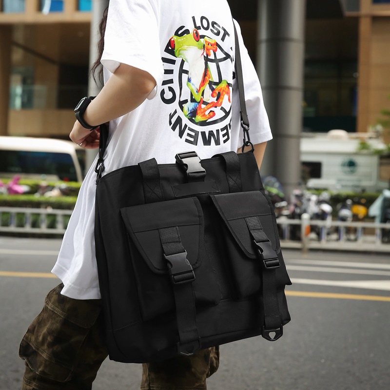 黒 バッグ 黒バッグ大容量男女兼用ショルダートート