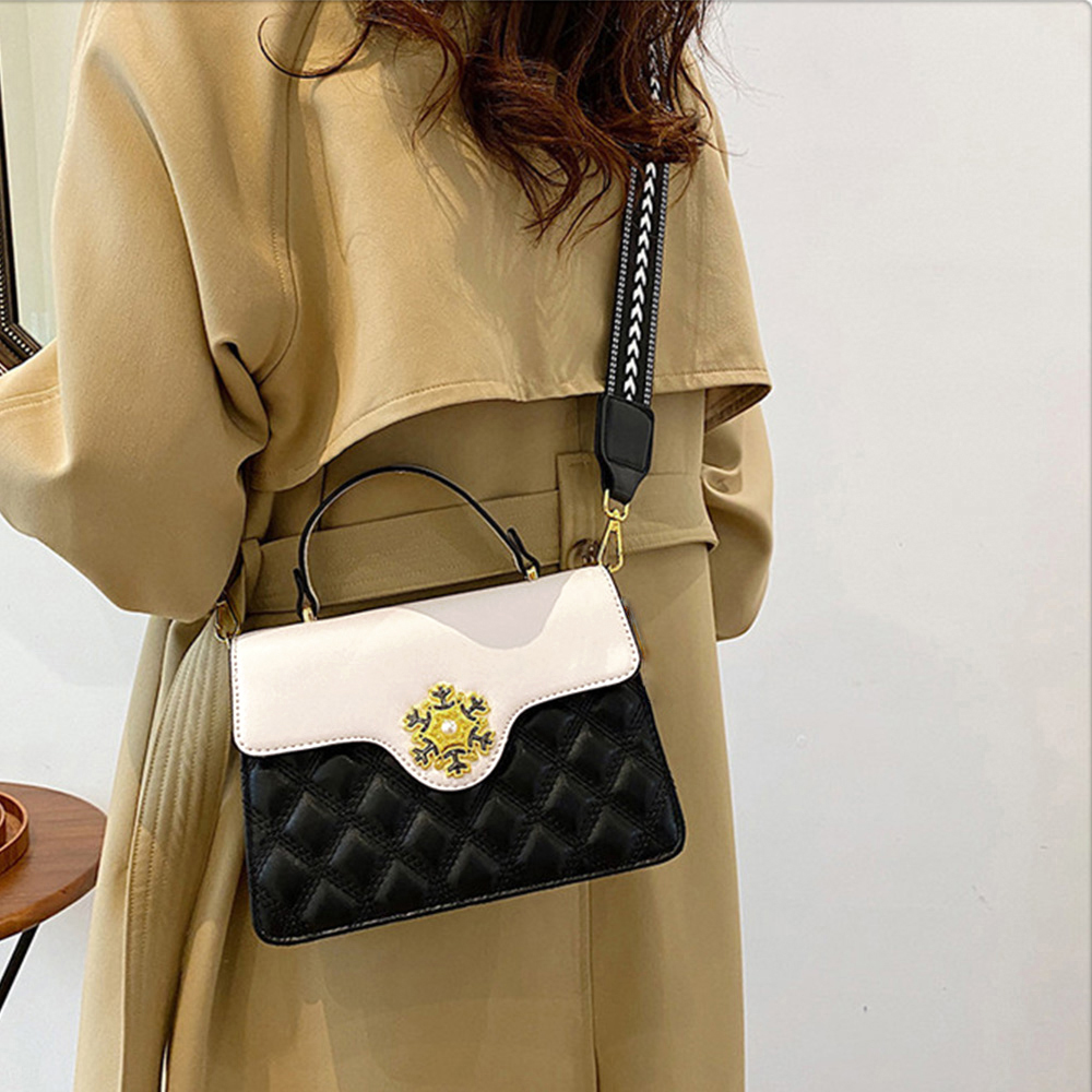 黒 バッグ キルティング ショルダーバッグ 黒 白 配色 二つ折り