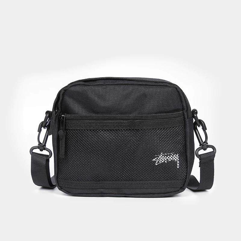 黒バッグ メッシュポケット付きコンパクトショルダーバッグ
