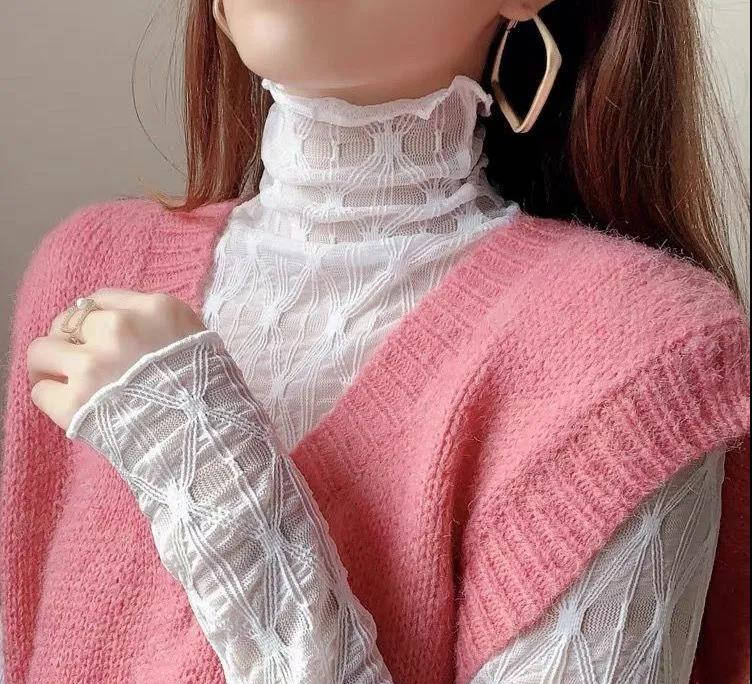 レース 服 秋冬新作 立ち襟レース トップス 上品着回し レディース