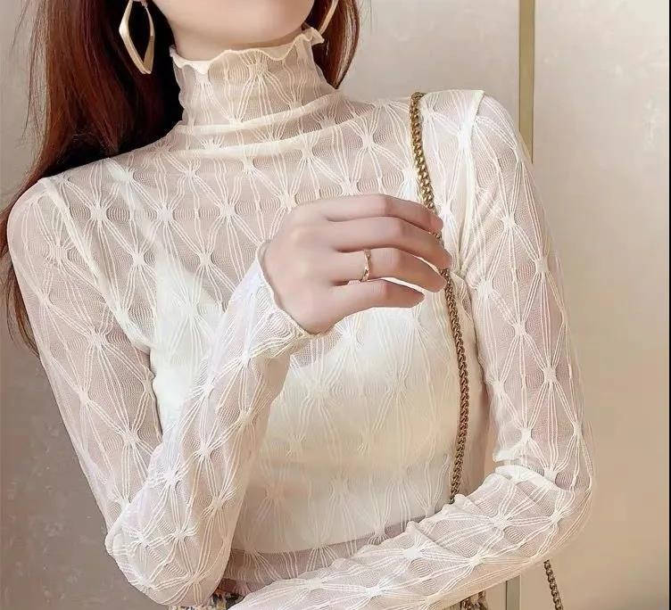 レース 服 秋冬新作 立ち襟レース トップス 上品着回し レディース