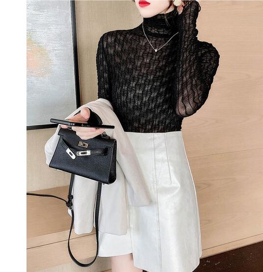 レース 服 エレガント レース ハイネック 長袖 トップス