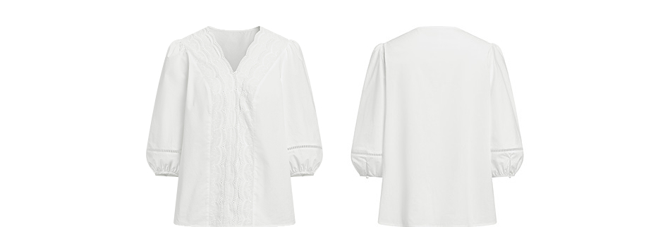レース 服 優美刺繍レース七分袖ブラウス