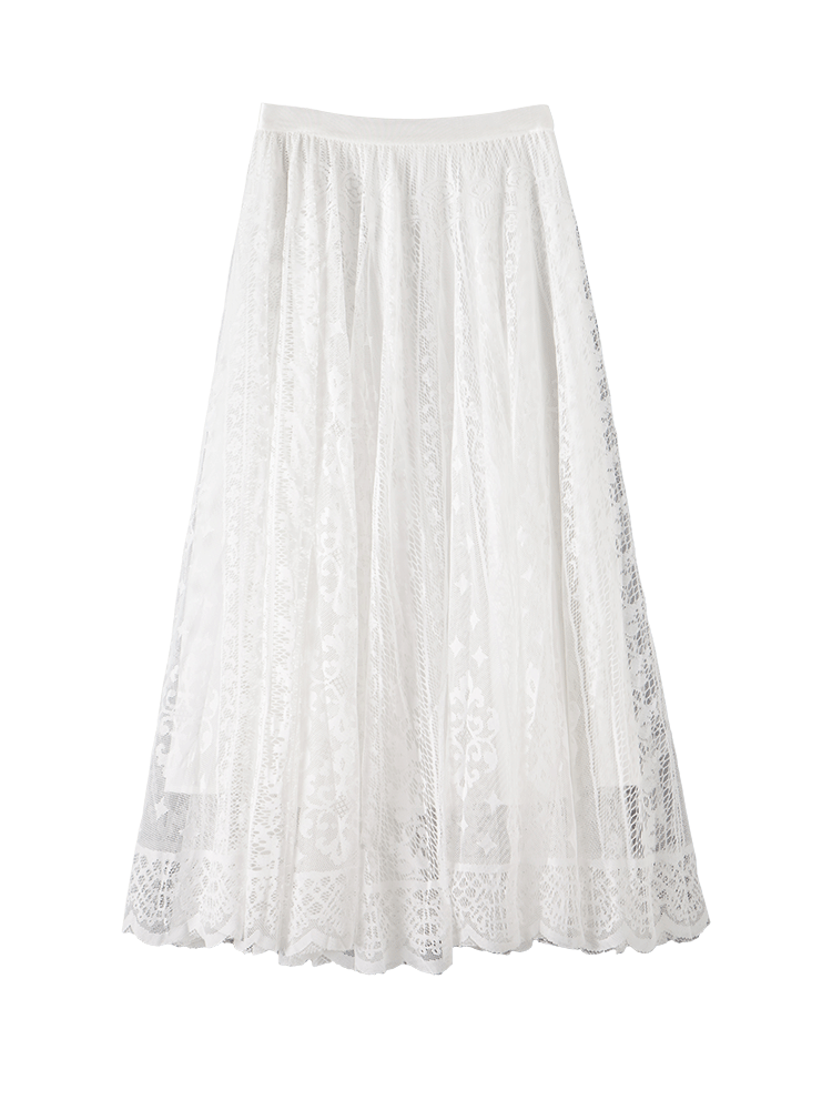 レース 服 花柄レースロングスカート