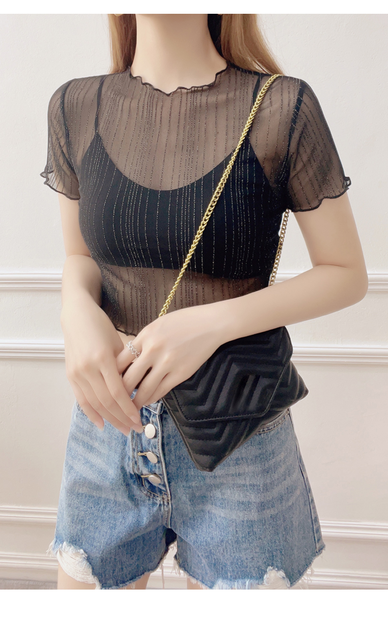 レース 服 シアーレース重ね着風キャミトップス