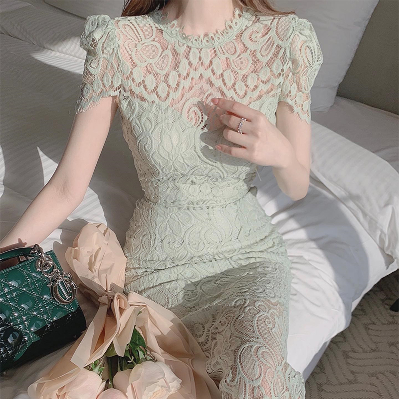 レース 服 夏の新作レース総柄ワンピース