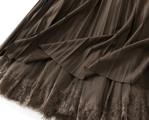 レース 服 秋冬新作レディースレーススカート3色両面着用可能