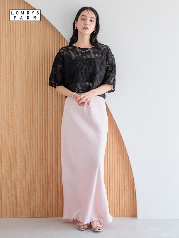 レース 服 花柄透かし編みレーストップス