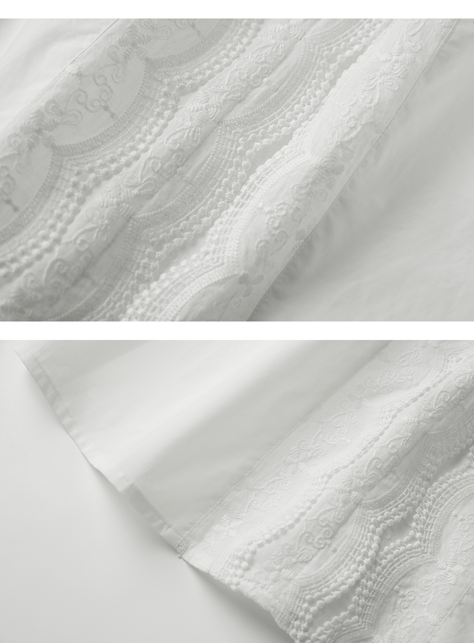 レース 服 優美刺繍レース七分袖ブラウス