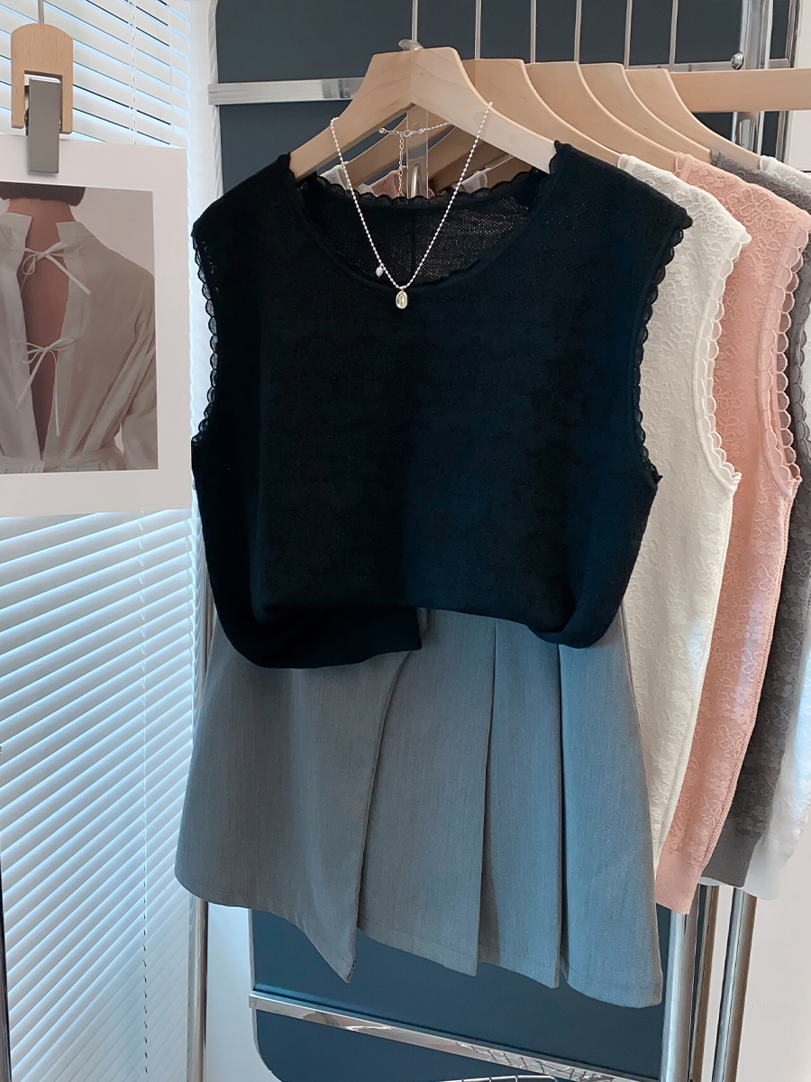 レース 服 花柄レース ノースリーブトップス