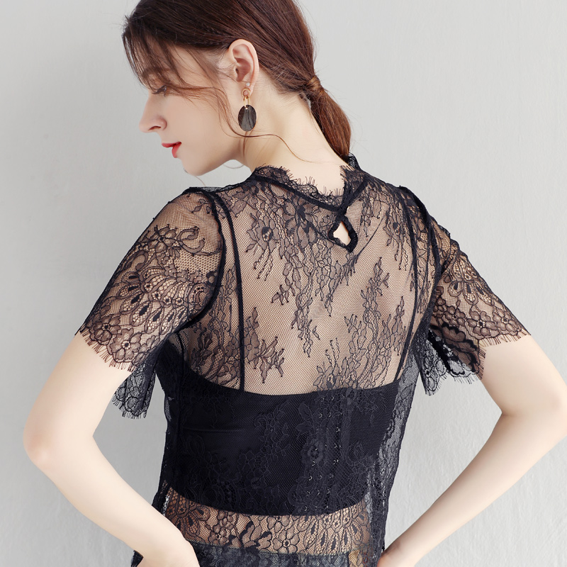レース 服 花柄シースルーレーストップス