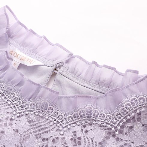 レース 服 花柄レース フリル裾トップス