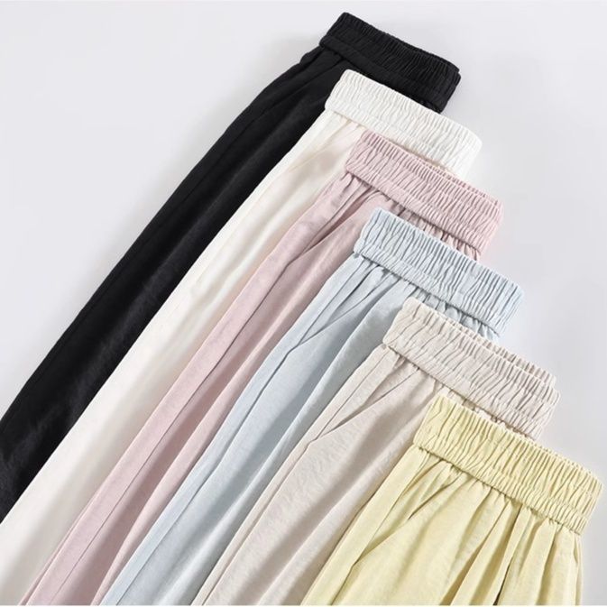 レース 服 裾レース付き楽ちんロングパンツ