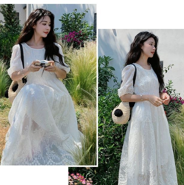 レース 服 夏風香る花刺繍レースワンピース