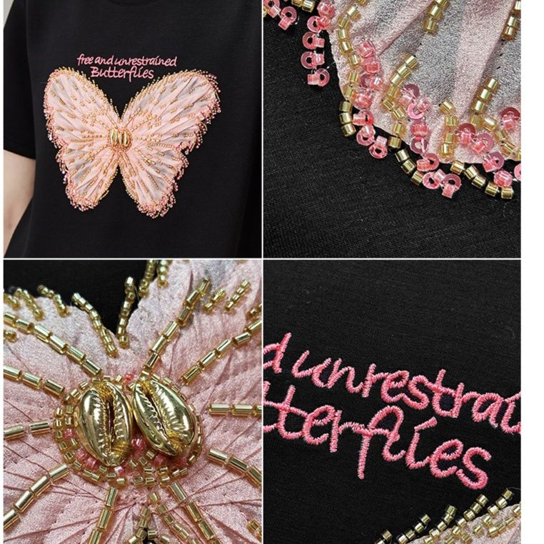 レース 服 蝶々刺繍レース裾ワンピース