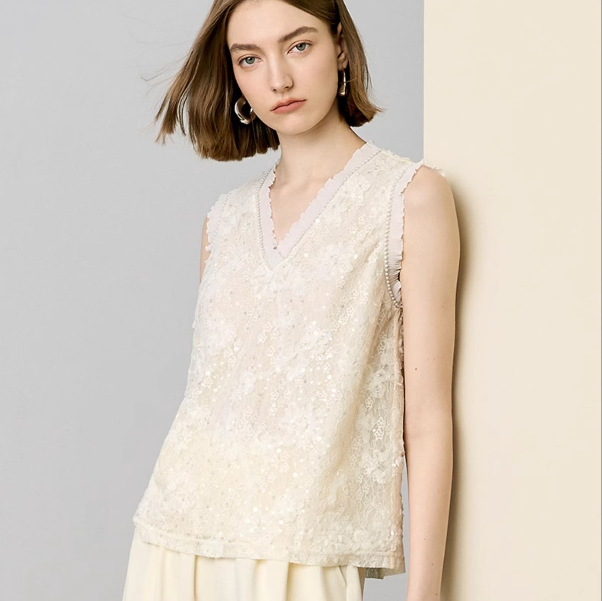 レース 服 優美花レース 深Vネックベスト