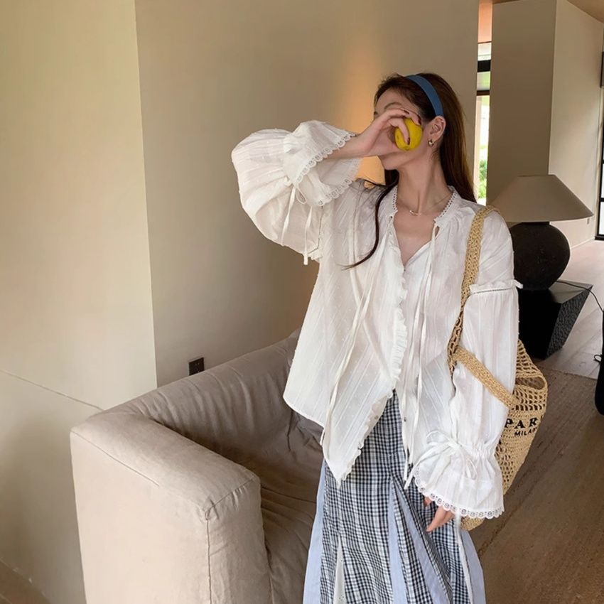 レース 服 フリル袖レースブラウス