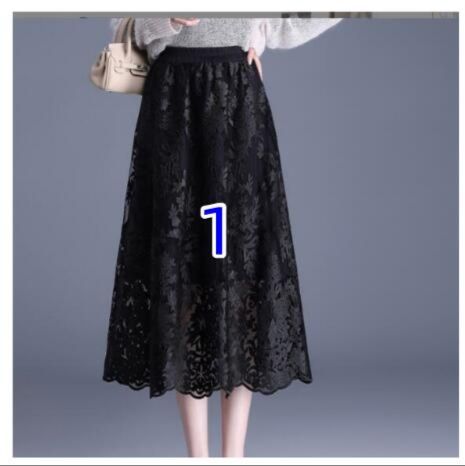 レース 服 花柄刺繍レーススカート ハイウエストボトムス ミディ丈